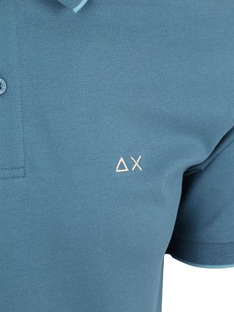 Sun68 Polo Shirt Small Stripe Collar Petrol Blue