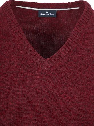 Steppin' Out Pull Col V Laine d'Agneau Bordeaux