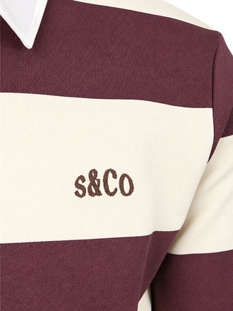 Supply & Co Polo Longsleeve Streifen Bordeaux