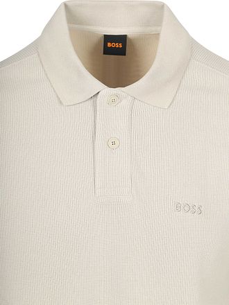 BOSS Petempestolong Long Sleeve Polo Ecru