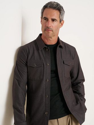 R2 Overshirt Button Herringbone Brown