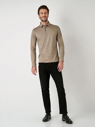 Desoto Långärmad Piké Essential Brun