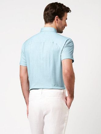 Desoto Short Sleeve Oxford Optics Shirt Aqua Blue
