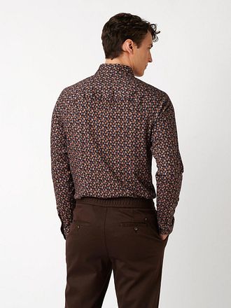 Desoto Shirt Print Floral Brown Navy