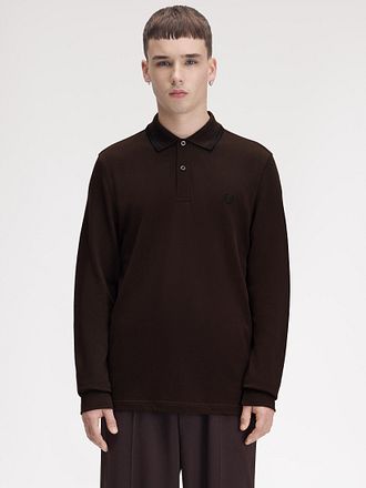 Fred Perry Langarm-Poloshirt Braun 86C