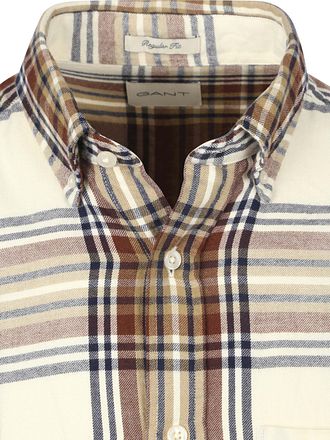 Gant Chemise Flanelle Écru À Carreaux
