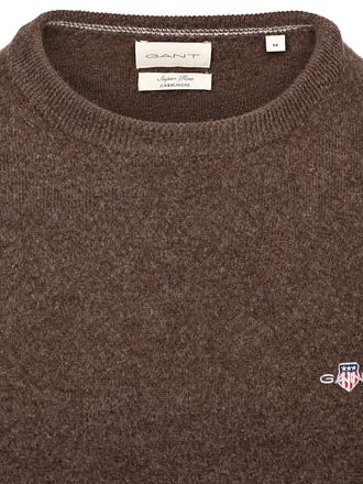 Gant Pull Col Rond Laine d’Agneau Marron