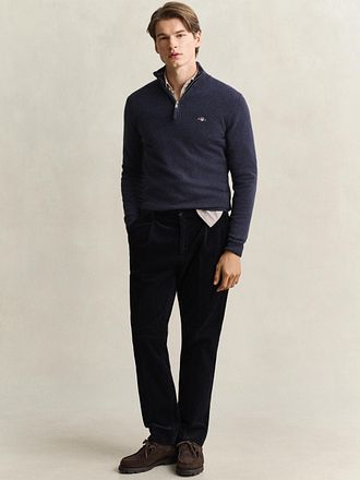 Gant Pull Demi-Zip Laine d’Agneau Bleu Foncé