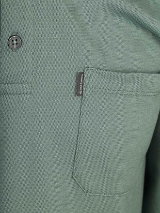 CASAMODA Long Sleeve Poloshirt Structure Green