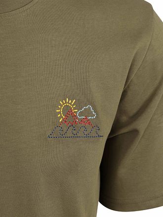 KnowledgeCotton Apparel T-shirt Olive Chest Print