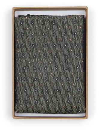 Suitable Bröstnäsduk Siden Small Paisley Olivgrön