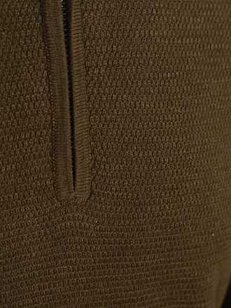 Profuomo Half Zip Tröja Strukturstickad Mörkgrön