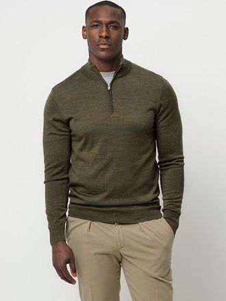 Profuomo Half Zip Genser Merinoull Oliven