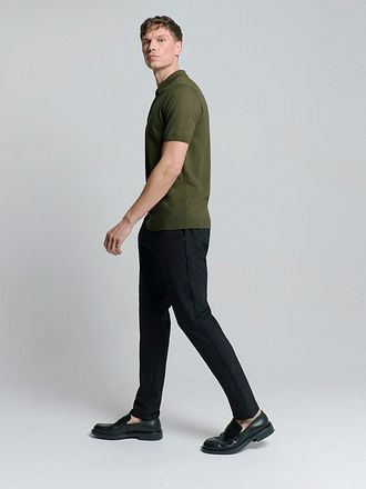 No Excess Strikket Poloshirt Oliven