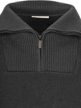KnowledgeCotton Apparel Halvglidelås Genser i Merinoull Antrasitt