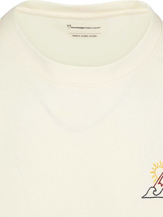 KnowledgeCotton Apparel T-skjorte Hvit Trykk på brystet