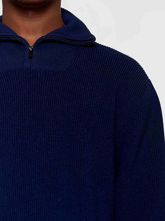 KnowledgeCotton Apparel Half Zip Pullover Merino Navy