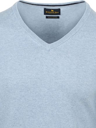 Steppin' Out Pullover Cotton Cashmere V-Neck Sky Blue