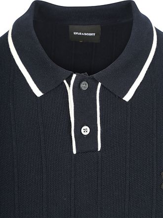 Lyle and Scott Poloshirt Knitted Tipped Dark Navy