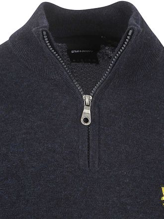 Lyle & Scott Tröja med Halv Dragkedja Lammull Marinblå