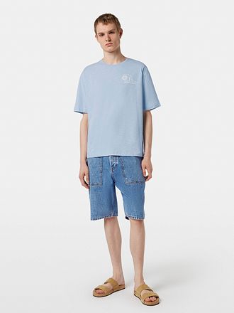 Scotch And Soda Slub Broderi T-skjorte Blå