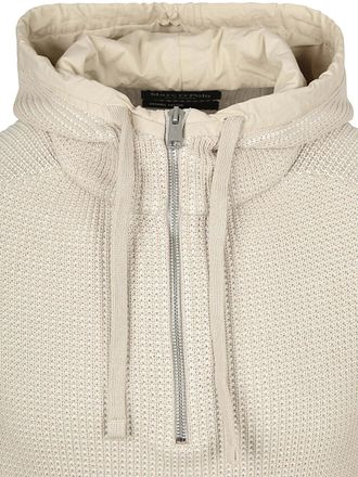 Marc O'Polo Hooded Half Zip Genser Tofarget Ecru