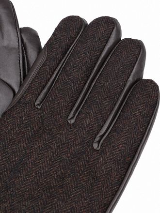 Barbour Gants Barlow Herringbone Cuir Marron