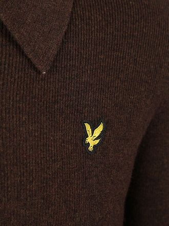 Lyle & Scott Longsleeve Poloshirt Laine d'Agneau Marron
