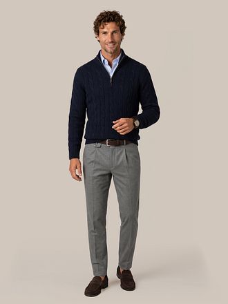Steppin' Out Lau Half Zip Merino Kabelstickad Marinblå