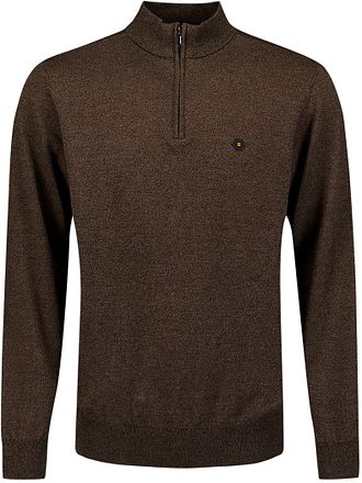 No Excess Half Zip Genser Taupe Melange