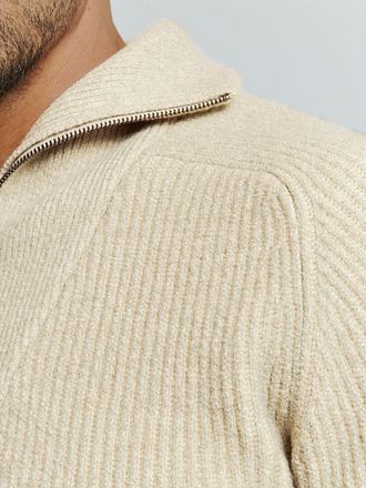 No Excess Half Zip Pullover Two Coloured Melange Greige