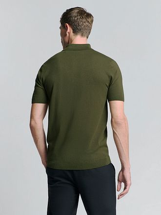 No Excess Knitted Poloshirt Olijfgroen
