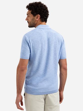 No Excess Knitted Slub Polo Shirt Light Blue