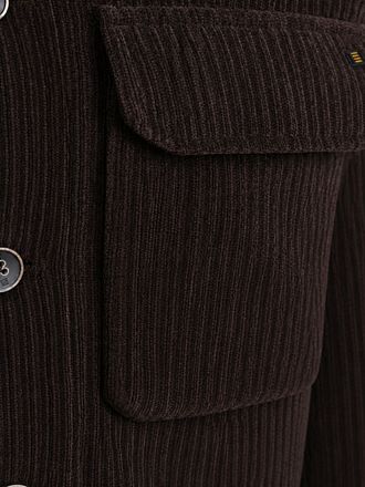 No Excess Overshirt Full Button Rib Sweat Brown