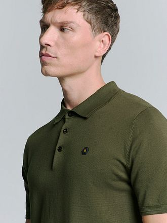 No Excess Strikket Poloshirt Oliven