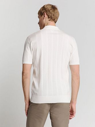 No Excess Strikket Poloshirt Off White