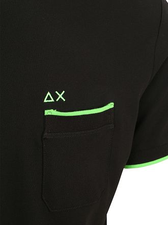 Sun68 T-shirt Piqué Rayé Fluo Noir