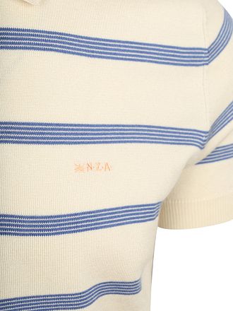 NZA Knitted Polo Shirt Stripe Ecru