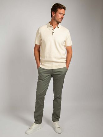 Suitable Heavy Knitted Polo Raw Ecru met Stefan