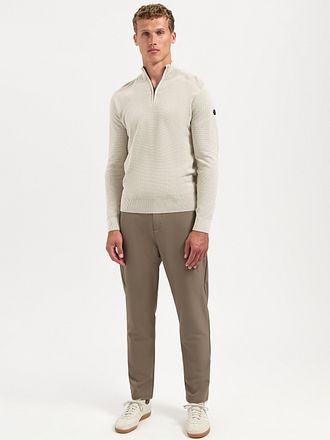 No Excess Strukturstickad Tröja med Halv Dragkedja Off-White