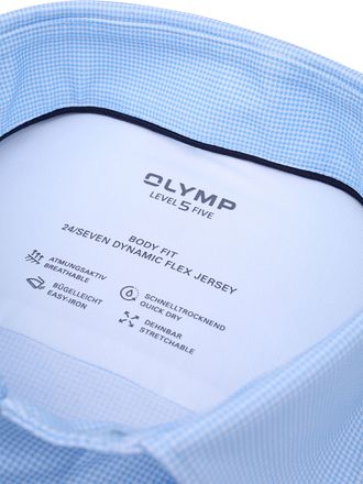OLYMP Chemise Level 5 24/Seven Pied de Poule Bleu