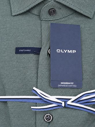 Olymp Japanese Knitted Hemd Twill Grün