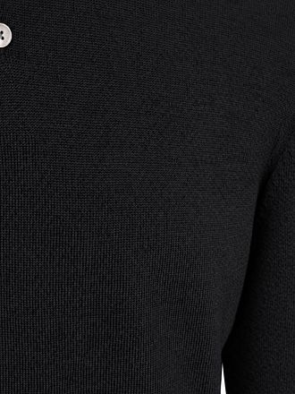 Olymp Langærmet Poloshirt i Uld, Sort