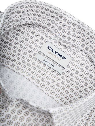Olymp Level 5 Printed Shirt Beige