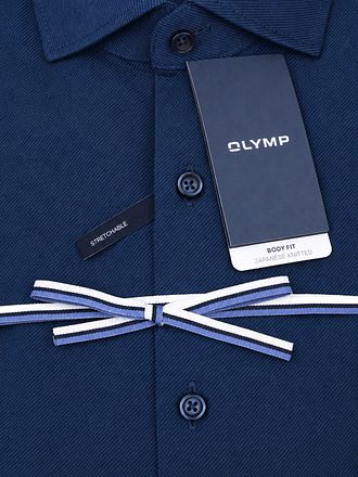 Olymp Japanese Knitted Overhemd Twill Navy