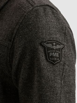 PME Legend Overshirt Wool Blend Herringbone Grey