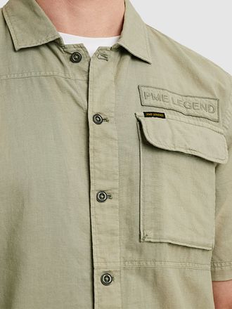 PME Legend Short Sleeve Shirt Linen Blend Green