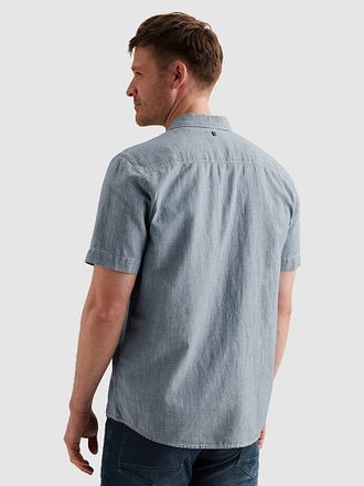 PME Legend Short Sleeve Overhemd Coton Linnen Chambray Indigo