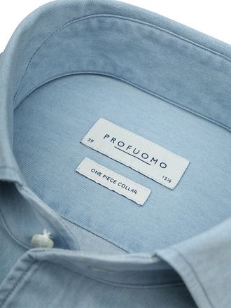 Profuomo Chemise Twill Denim Bleu Clair