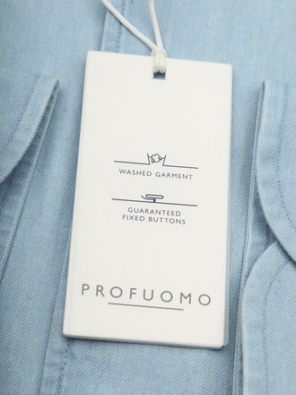 Profuomo Chemise Twill Denim Bleu Clair